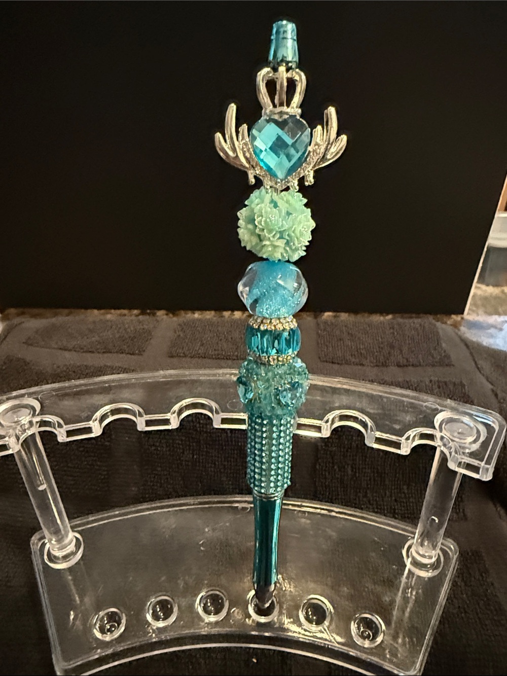 Turquoise Decorative Crystal Ballpoint Pen - Elegant Home Office Accent
